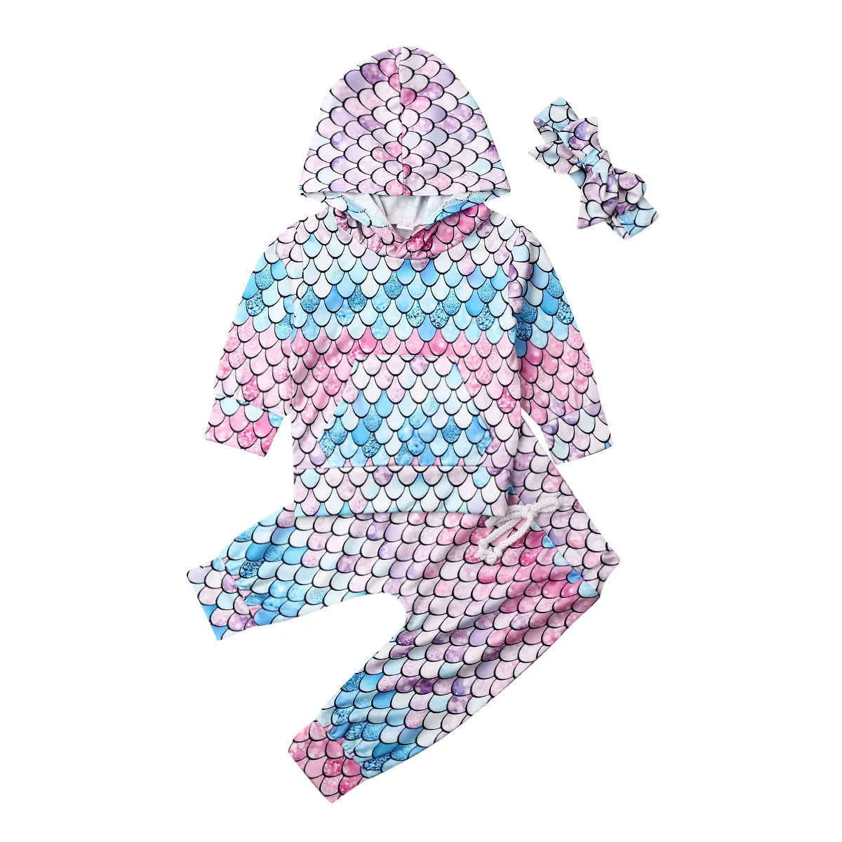  Autumn Infants Baby Girl Clothes Fish Costume Hoodie Sweatshirt+Pants +Headband 3pcs Outfits Set