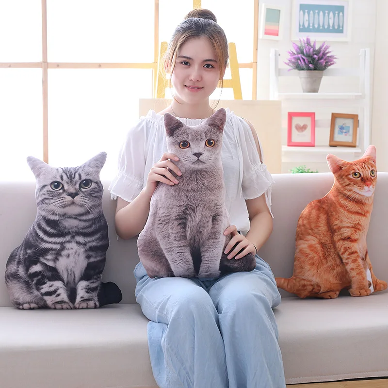1PCS 50CM 3D Simulation Cat Plush Stuffed Soft Pillow Cute Lifelike Dog Sofa Bedroom Cushion Kids Toys Home Decoration Gifts 5