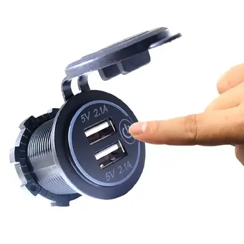 

12V 12V 24V Dual USB Car Socket Charger With Touch Switch & LED Digital Voltmeter & Cigarette Lighter Socket Splitter Power for