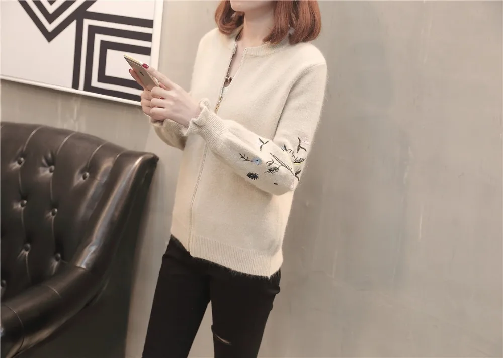 Осенне-зимний кардиган, свитер для женщин, Модный женский вязаный женский кардиган с вышивкой, пальто, женский свитер, мягкая верхняя одежда