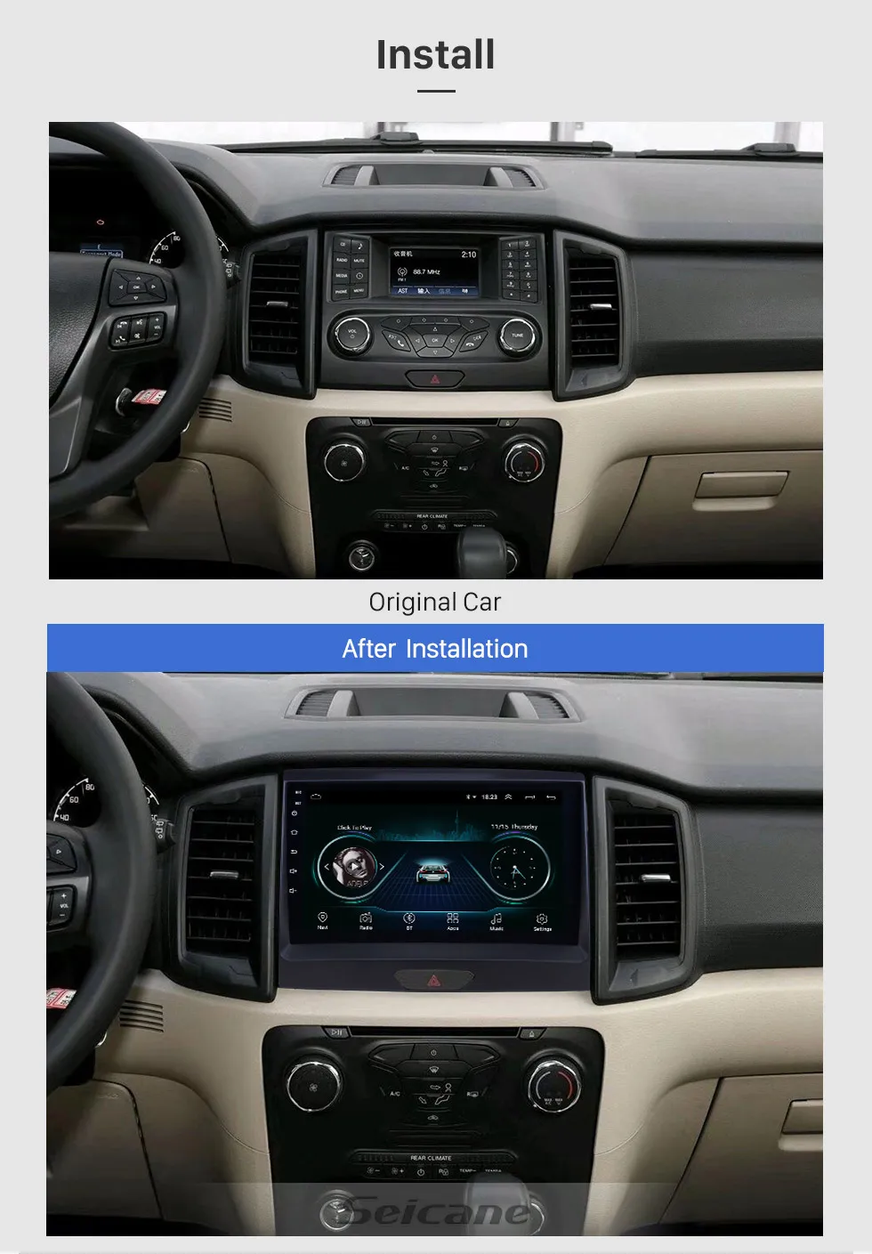 Excellent Seicane Android 8.1 9 inch Car Unit Player GPS Navigation Radio for Ford Ranger 2015 support Carplay Digital TV TPMS SWC DVR OBD 2 Excellent Seicane Android 8.1 9 inch Car Unit Player GPS Navigation Radio for Ford Ranger 2015 support Carplay Digital TV TPMS SWC DVR OBD 2