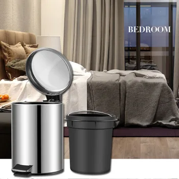 

Step Bins Stainless Steel Satin Square Trash Can Garbage Storage Container Bathroom Kitchen Pedal Dustbin 5L