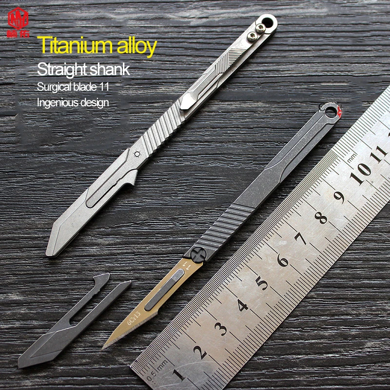 

1PC Portable Titanium Alloy Scalpel With Scabbard Small Straight Shank Knife Utility Knife EDC Outdoor Tool Equipment