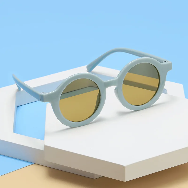 Fashion sunglasses New Fashion Round Frame Candy Colored Sunglasses for Baby Retro Solid Color Uv Protection Round Convenience Glasses for Children