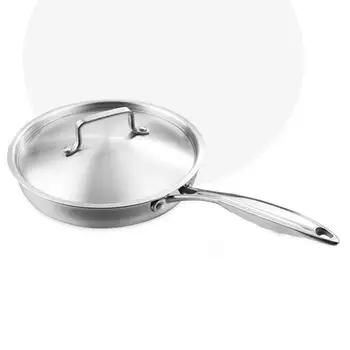

AsyPets Stainless Steel Frying Pan Uncoated Non-Stick Pot Kitchen Cookware Saucepan with Long Handle