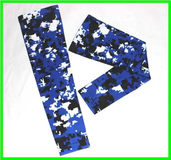 blue black white Черный/серый/белый компрессионный спортивный рукав цифровой камуфляж Бейсбол Футбол Баскетбол Молодежный взрослый - Цвет: blue black white