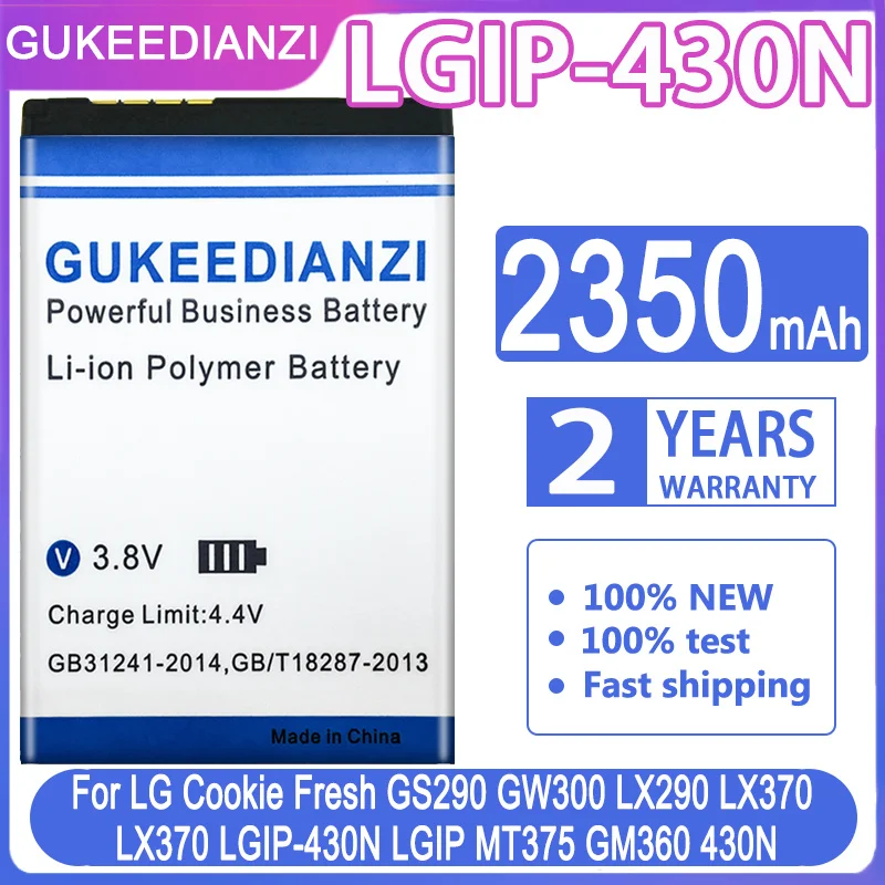 Аккумулятор аккумулятор GUKEEDIANZI LGIP-430N 2350 мАч для LG Cookie Fresh GS290 GW300 LX290 LX370 LGIP MT375 GM360 430N