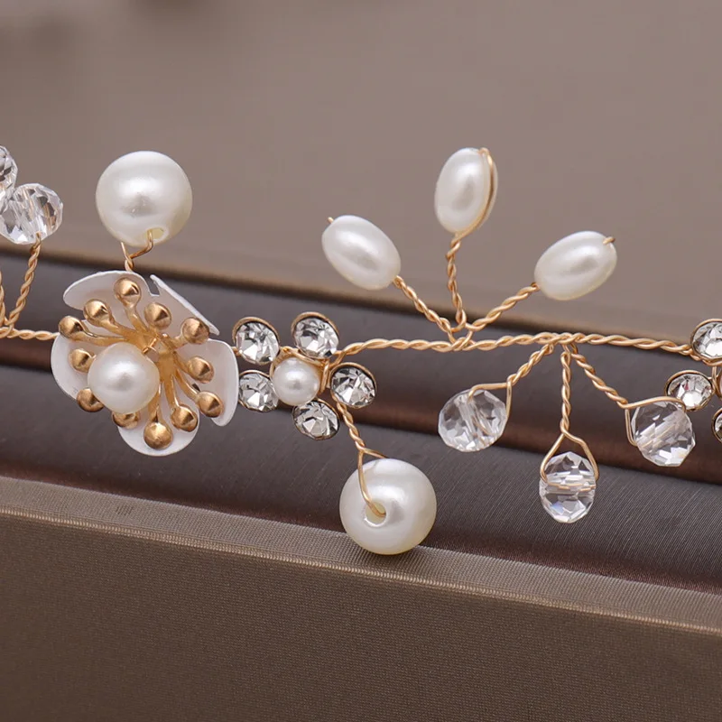 New High Grade Wedding Bridal Hair Accessories Handmade Shiny Rhinestone Flower Pearl Headband Bridal Wedding Headdress LL@17