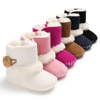 

Imcute Brand 0-18M Newborn Infant Baby Girls Snow Boots Winter Warm Baby Shoes Solid Button Plush Ankle Boots