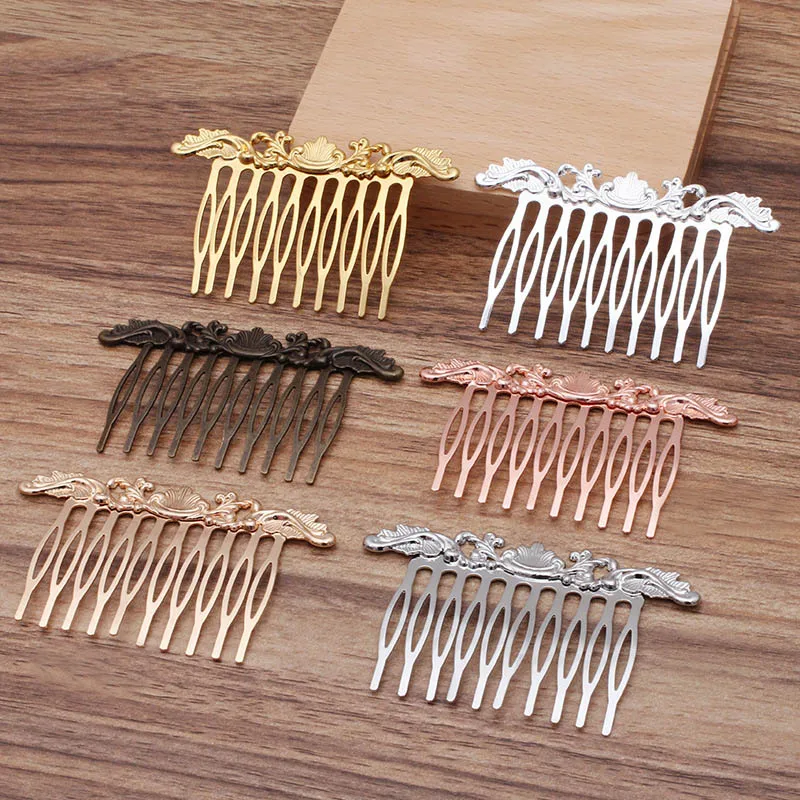 

20pcs 10/14 Teeth DIY Metal Hair Comb Claw Hairpins with Filigree Flower For Wedding Jewelry Making Findings Components Comb
