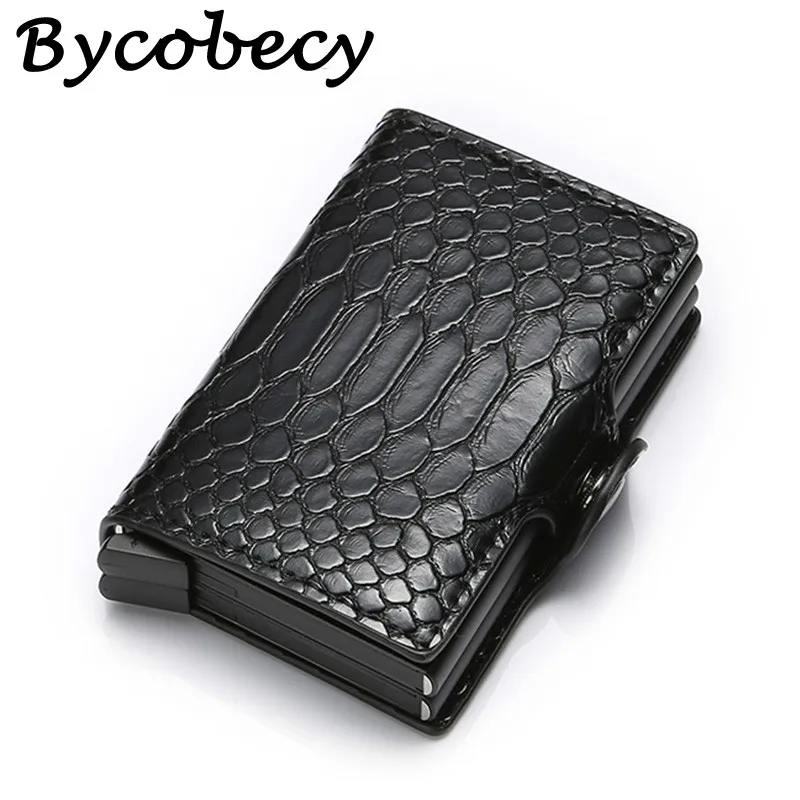 Bycobecy Анти-Вор RFID кредитный ID держатель для карт из искусственной кожи металлический кошелек держатель для карт для мужчин и женщин чехол для кредитных ID карт карман