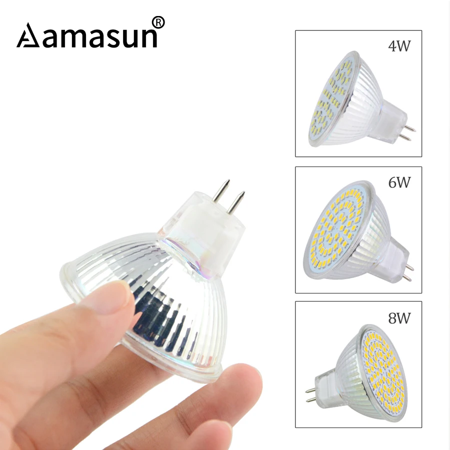 A++ яркость MR16 GU5.3 Светодиодный точечный светильник 2835SMD 220V 4W 6W 8W лампа Термостойкое стекло Корпус кухня торговый центр Декор