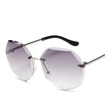 

gradient sunglasses trend polygon trimming rimless sunglasses womens sexy woman fashion 2019 UV400 Alloy Adult Rimless