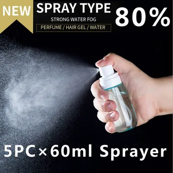 

5pc Transparent Travel Empty Bottle Small Plastic Bottle Travel With Plastic Sprayer 60ML Mini Empty Spray Refillable Container