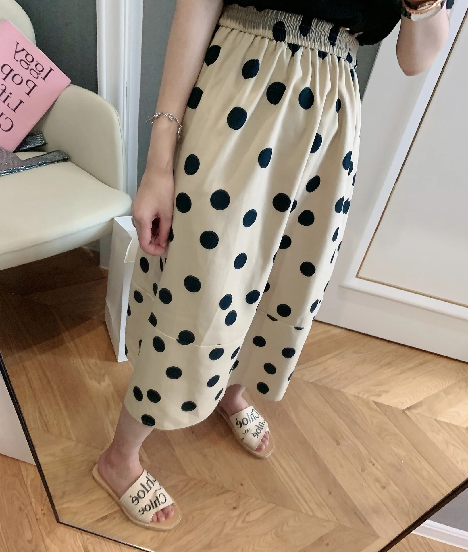 SHENGPALAE Faldas Mujer Moda Новая мода осень-зима юбка Для женщин в горошек, украшенное принтом со Эластичная лента юбки Faldas женские A287