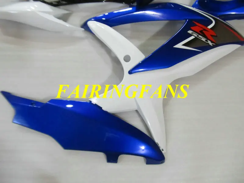 Литья под давлением обтекатель комплект для GSXR600 750 K8 08 09 GSXR 600 GSXR750 2008 2009 Белый Синий Обтекатели кузова+ подарки SA53