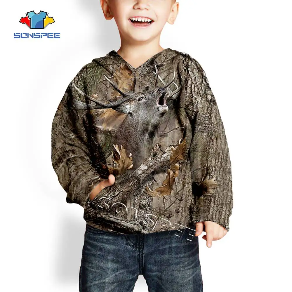 SONSPEE Child Pullover Hoody Sweatshirts Top Deer Hunting 3d Camouflage Fashion Kids Hoodie Casual Streetwear Boys Baby Clothing (1)