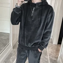 ^#Cheap Men Hooded Winter New Plus Velvet Thickening Men'S Hooded Casual Suit Mens Sportswear Two-Piece Fashion Slim Male Sportswear ^#Cheap Men Hooded Winter New Plus Velvet Thickening Men'S Hooded Casual Suit Mens Sportswear Two-Piece Fashion Slim Male Sportswear