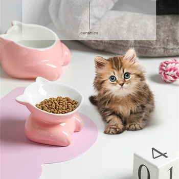 

New Pet Ceramic Bowl Cute Cartoon Feeder for Small Dog and Cat Feeding and Drink Water Pet Supplies