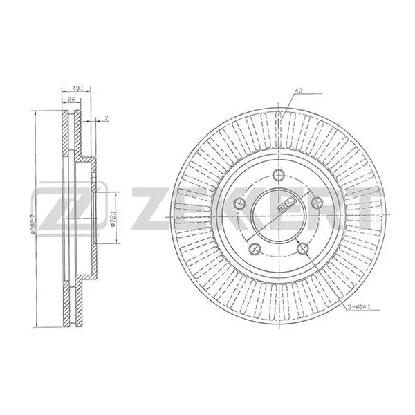Диск торм. перед. Ford Maveric III 01- Mazda Tribute(EP) 00 ZE