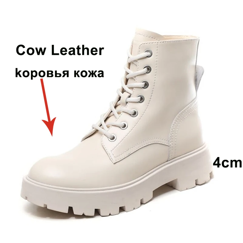 Meotina Botas Moteras de Piel Auténtica con Cordones para Mujer, Botines  Tobilleros con Punta Redonda y Tacón Medio Grueso, Calzado Femenino para  Otoño e Invierno, Talla 40, 2021|Botas hasta el tobillo| - AliExpress