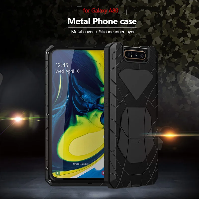 Najtaniej Do Samsung Galaxy A80 etui na telefon twarde aluminium metalowe szkło hartowane ekran prezent Protector pokrywa Heavy Duty Pokrywa ochronna