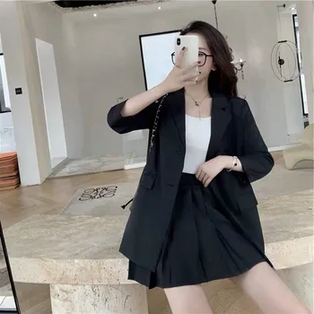 

Loose Suit Loose Coat Short 2019 Autumn Two Suit Woman Skirt