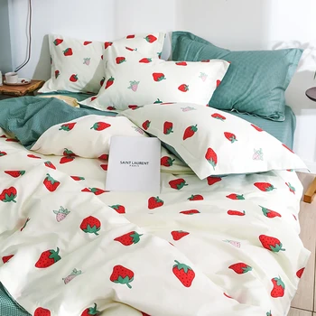 

-Style Small Fresh Cotton Cotton Four-Piece Bedding Set Bed Sheet Girl Heart Princess Style Quilt Cover