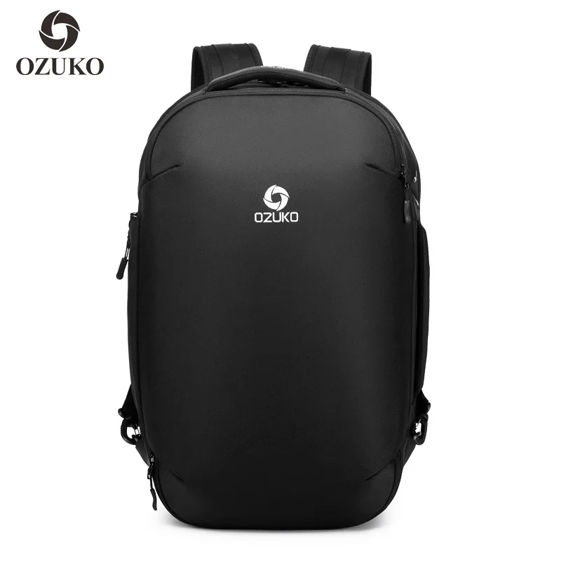 OZUKO мужской рюкзак Водонепроницаемый ноутбук Back Pack высокой емкости спортивные сумки для мужчин плечо сумка через плечо Mochila с сумкой для обуви - Цвет: Black