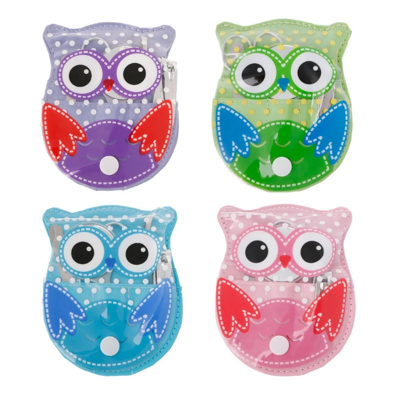 

Cartoon Owl 5pcs Nail Clipper Kit Nail Care Set Pedicure Scissor Tweezer Knife Ear pick Utility Manicure Set Tools
