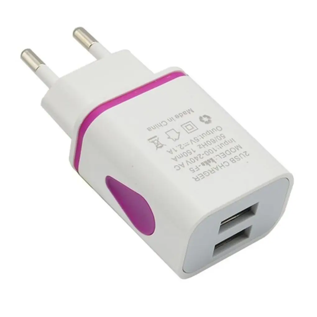 USB Charger Dual 2 port EU 5V 2A Travel Wall Adapter LED Light Mobile Phone usb charger For iphone Samsung Xiaomi Huawei LG | Мобильные
