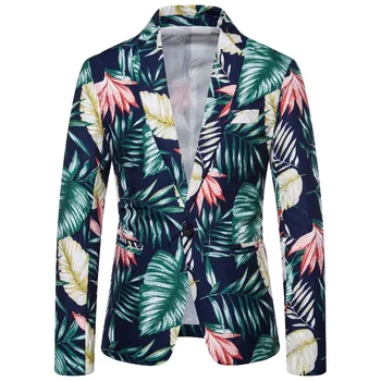 

2019 Hawaii wind features floral printed suit fashion leisure suit