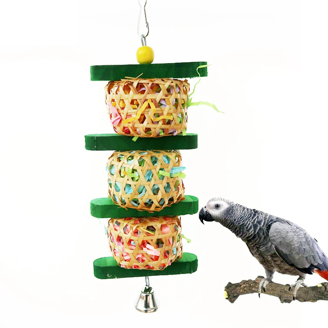 Жевательная игрушка для домашних питомцев кусания-попугай подвесная деревянная