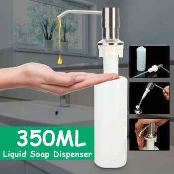 

350ml Stainless steel Liquid Soap Dispensers Kitchen Sink Hand Soap Dispenser ABS Plastic Bottle Bathroom Built In Lotion Pump