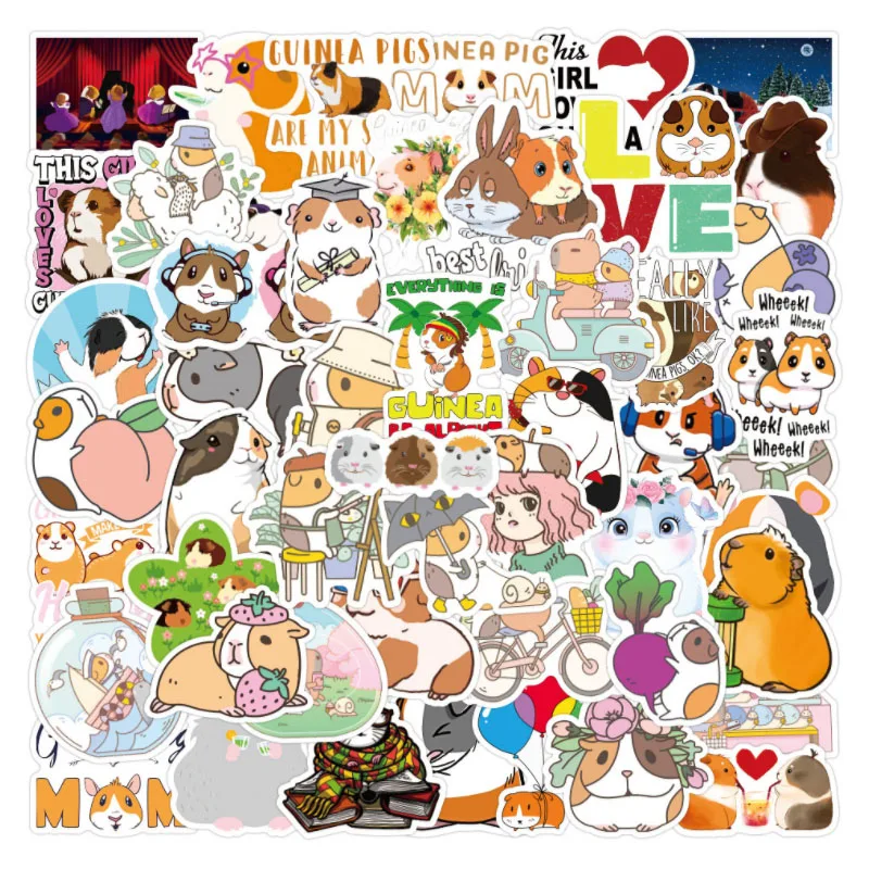10/30/50pcs Guinea Pig Porcellus Cartoon Stickers Funny Kawaii ...