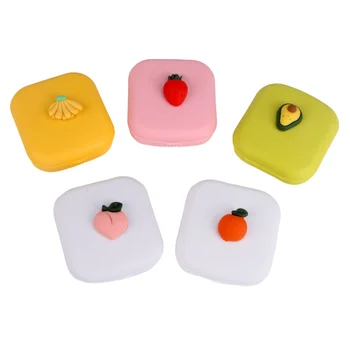 

Fruit Colored Contact Lens Mini Plastic Colorful Reflective Travel Holder Container Storage Soaking Box Case чехол для очков