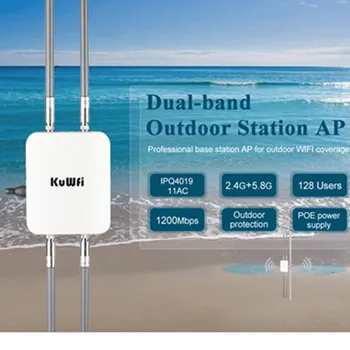 Billig KuWFi Gigabit Wireless Router 1200Mbps CPE Router 802,11 AC Dual Band Wireless POE AP Router Hohe Leistung WiFi Abdeckung Mit 4 * 8dBi