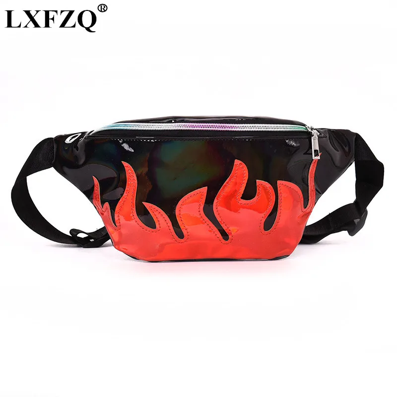 

LXFZQ NEW fanny pack sac banane PU waist bag laser purse heuptas leg bag Reflective fanny pack for women holographic bum bag