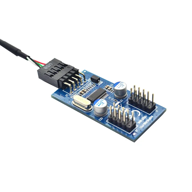 Материнская плата 9Pin USB коннектор на 2 штекера адаптер карта USB2.0 9Pin на двойной 9Pin коннектор разветвитель