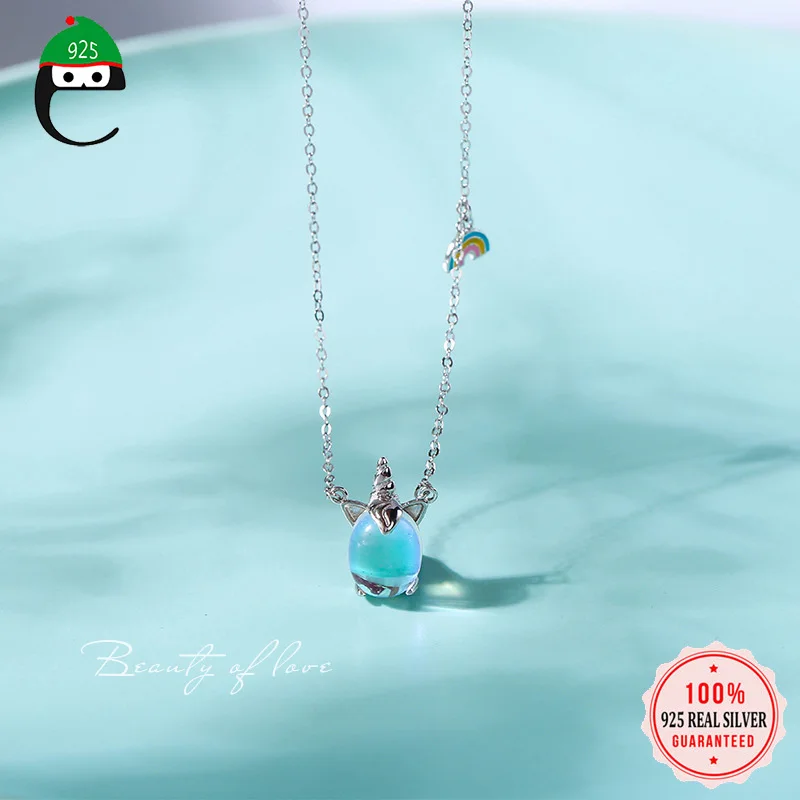 

ElfoPlataSi 925 Sterling Silver Color Rainbow Unicorn Stud Earring Ring Bracelet Pendant Necklace For Women S925 Jewelry DA314