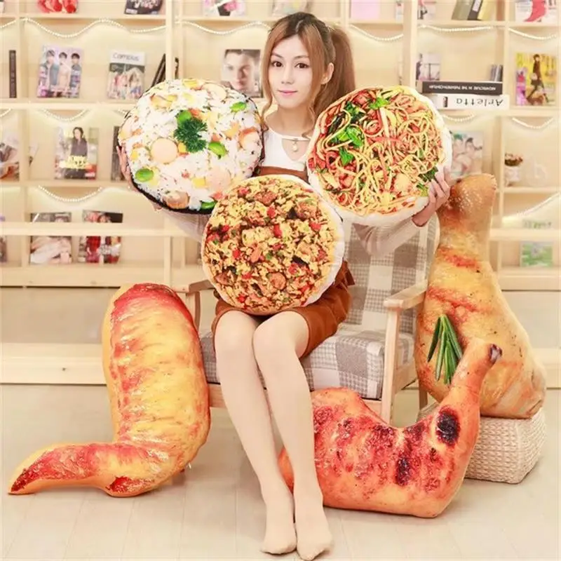 

Personalized & Creative Model 3D Food Chicken Wings Chicken Legs Fried Noodles Ham Large Pillow Cushion Foodie Gift Toy Wholesal