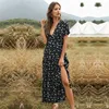 2022 New Spring Women's Bohemian Ruffled Floral Printed Dress Sexy Boho Style Deep V-neck Long Summer Dress ► Photo 1/6