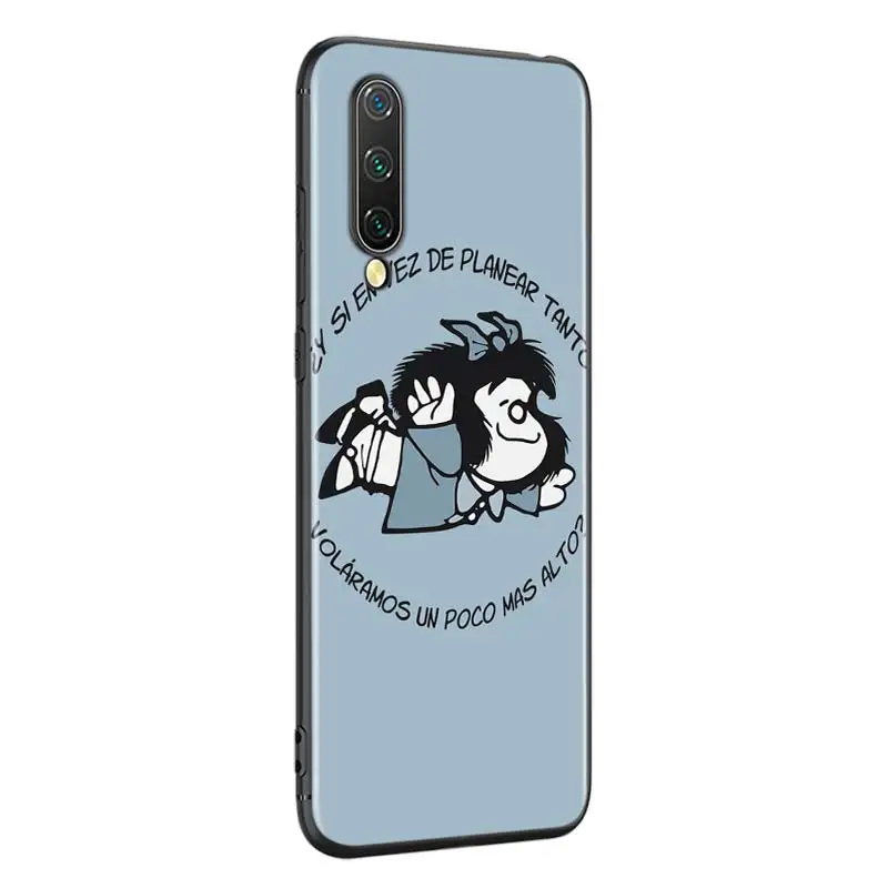 Черный силиконовый чехол с милым мультипликационным принтом Mafalda для Xiaomi Mi A3 A2 A1 5X6X6 8 9 Lite 9SE CC9 F1 9T 9TPro Play чехол для телефона