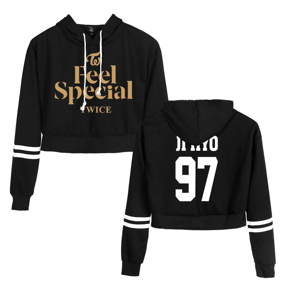  Women sexy crop top hoodies Kpop Team TWICE Feel Special Print harajuku Spring hot sale casual hood