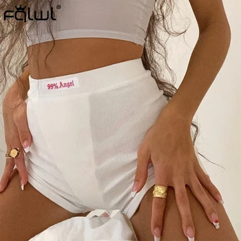 

FQLWL Casual Ribbed Knitted Summer Biker Shorts Women Short Pants White Black High Waist Shorts Female Sexy Club Bodycon Shorts