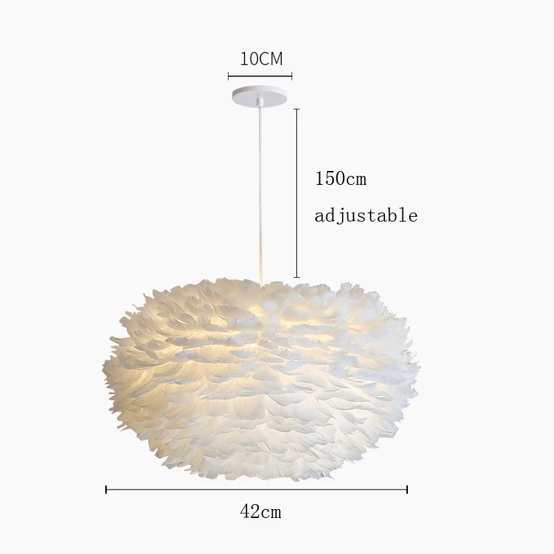 white 42cm Подвесной светильник с перьями, современный подвесной светильник в скандинавском стиле, Романтический подвесной светильник для кухни, столовой, подвесной светильник с перьями - Цвет корпуса: white 42cm