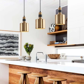 

Lámpara colgante de hierro Industrial moderna Led dorada para sala de estar restaurante Bar dormitorio lámpara de cama deco