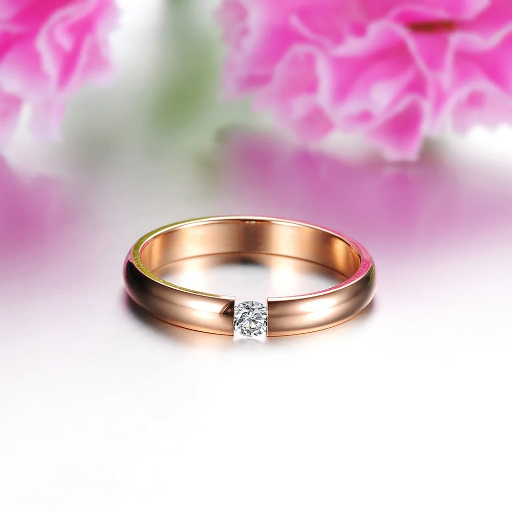 CZ Crystal Ring for Women Rose Gold White Black Color Stainless Steel Party Engagement Ring JR19101 wedding rings womens ring ring jewelry cubic zircon ring