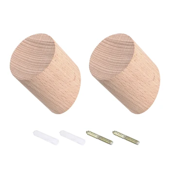 

uxcell Wooden Coat Hooks Wall Mounted Vintage Single Organizer Hangers Handmade Craft Hat Wooden-2pcs