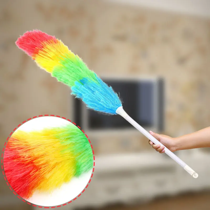 Colorful Cleaning Duster Dust Removal Plastic Mites Cleaner Handle Feather Static Anti Magic Household Cleaning Essential Tools